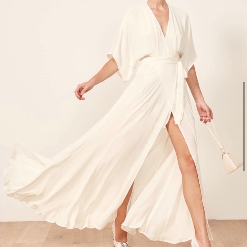Reformation Winslow ivory wrap dress new